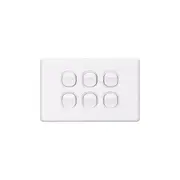 Clipsal Classic C2000 Series Switch C2000 - Assembled - Horizontal - 6-Gang - 250 V - 10 Ax - White Electric - C2036HA-WE