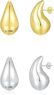 [Apsvo] Chunky Gold Hoop Earrings for Women, Dupes Earrings Lightweight Waterdrop Hollow Open Hoops, Hypoallergenic Gold Plated Earrings Fashion Jewelry