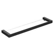 Matt Black Soft Rounded Square Single Shower Glass Shelf Brass Wall Mounted