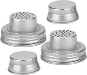 Beatifufu 2 Pcs Stainless Steel Mason Jar Shaker Lids Flour and Spice Lids with Nonslip Grip for Mouth Jars for Sugar Storage
