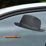 OCQOTAT Grey Cigar Fedora Hat Window Decal - Funny Sticker for Car