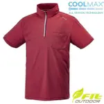 【FIT】男 COOLMAX 立領短袖上衣.拉鍊半開襟吸濕排汗衣.運動休閒衫(PS1108-28 焦糖色)