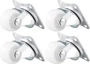 QANYEGN 4 Swivel Casters, Small Swivel Caster with No Noise, White Heavy Duty Casters, Universal Plate Casters for Cabinets, Benches, Furniture Carts
