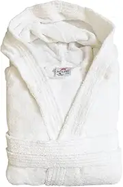 Organic Ecological Sustainable HOODED White Cotton Terry Towel Plain Bathrobe