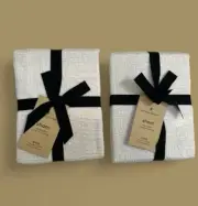 New Set Of 2 West Elm Tencel Cotton Matelasse One KING Shams Stone White