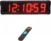 28" Outdoor Digital LED Wall Clock, 5 Inch 6-Digit Race Timer, HH:MM:SS, Stopwatch, 12/24 Hours, Shelf Or Wall Mount, for Marathon/Training/Climbing/Timing