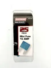 Hardware Machinery Mini Fuse, 25-Piece, 15 AMP