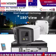 Hikvision Compatible Color 4MP 180View IP camera+DS-7604NXI-K1/4P NVR System Lot