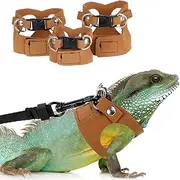 3Pcs Bearded Dragon Leash and Harness Set, Adjustable Lizard Leash Soft Small Animal Traction Rope, Vest Accessories for Squirrel Rat, Gecko, Bearded Dragon