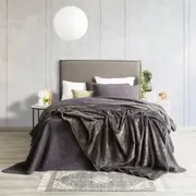Renee Taylor Plush 380 GSM Ultra Soft Velvet Blanket - GRAPHITE