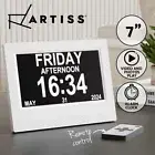 Artiss 7" Digital Day Clock Alarm Calendar Dementia Date Week Month Year White