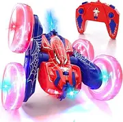 Lehoo Castle Remote Control Car, Kids Toys 2.4G RC Stunt Car, 360°Rotating Double Sided RC Car with Headlights, Boys Toys Rechargeable Toy for 3 4 5 Year Old Boy Toys
