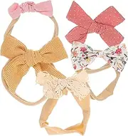 [IWOWHERO] Adorable Baby Girl Bow Headbands 5 Piece Pack Soft Elastic for Newborns Toddlers for Outfits