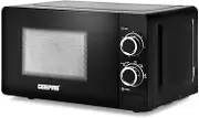 Geepas 700W Solo Manual Microwave | 20L Solo Microwave Oven with 5 Power Levels | Reheating, Automatic Defrost Function & 30 Minute Timer | 2 Rotary Dials, Easy Clean | Stylish Compact Design, Black