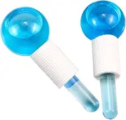 Poleview Ice Globes for Facials, Cooling Face Roller, Facial Massage Tools for Daily Skincare, Tightens Skin, Reduce Puffiness and Dark Circles, Anti Ageing, Enhance Circulation - Blue, No Glitter