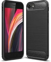 CruzerLite iPhone SE Case, iPhone SE [2nd] Case, Carbon Fiber Texture Design Cover Anti-Scratch Shock Absorption Case for iPhone 7/ iPhone 8/ iPhone SE (2020) (Black)