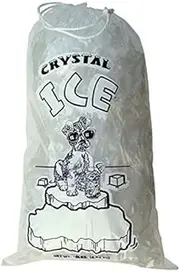 Crystal Clear Plastic Ice Bags with Cotton Draw String, 10 lb, Pack of 100