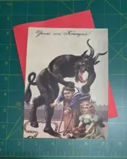 1x Krampus Holiday Greeting Christmas Postcard + Envelope (Style E) Card 5x7