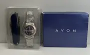 Avon Men’s Silver Tone Link Watch & Multi Purpose Utility Knife Set in Box