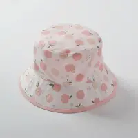 在飛比找蝦皮購物優惠-小碳雜貨店兒童遮陽漁夫帽新款水蜜桃印花寶寶防曬太陽帽嬰兒帽