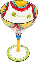 FELTECHELECTR Unique Margarita Glass Painted Wine Glassware Decorative Cups for Bar and Home Decor
