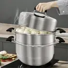 MANO Steamer Pot for Cooking 11 inch Steam Pots with Lid 2-Tier Multipurpose ...