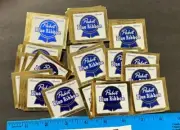 1950S? VINTAGE PABST BLUE RIBBON UNUSED SQUARE FOIL LABEL LOT (100+/-) GORGEOUS