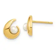 Real 14K Yellow Gold Madi K Polished 3.5mm Cultured Pearl Post Earrings