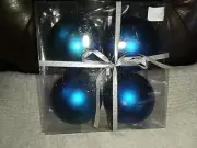 4 VP SHINY 3" Christmas Balls Blue