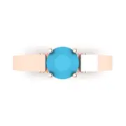 1.7ct Round Turquoise Stone Promise statement Bridal Wedding Ring 14k Rose Gold