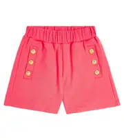 [Balmain Kids] Balmain Kids Button-embellished jersey shorts Y 14 pink