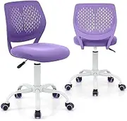 LUARANE Kids Desk Chair, Adjustable Swivel Chair for Children, Armless Mesh Task Study Chair with Lumbar Support, Adjustable Height, Universal Wheels, Rolling Computer Chair for Bedroom, Office