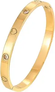 [Generic] Electroplated gold diamond non fading jewelry titanium steel bracelet