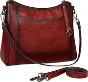 [Iswee] Genuine Leather Crossbody Bags for Women Satchel Purse Hobo Handbag Ladies Vintage Shoulder Bag Work