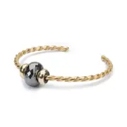 Twisted Gold Bangle with Steel Hematite