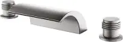 Waterfall Roman Tub Faucet Brushed Nickel Deck Mount Three Hole Double Handle wi