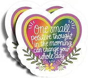 One Small Positive Thought in The Morning Can Change Your Whole Day Magnet - 5" On Longest Side - Heart - 2 Pack - Thick Strong Magnet - Magnet for Fridge, Toolbox, Cars - Made in USA - PLDFMAG0845
