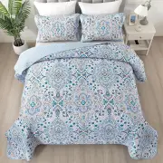 Tasteful Quilted Bedspread and Pillowcases Set: Subtle Sophistication for Your Space - Queen size