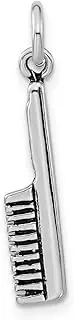 [JewelryWeb] 925 Sterling Silver Solid Artisan Oxidized Hair Comb Charm Pendant Necklace 28.6x5.1mm Wide