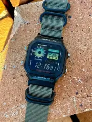 Forest Green 22 – Modified Watch Based on Casio AE-1200 – Green Dual-Tone Screen