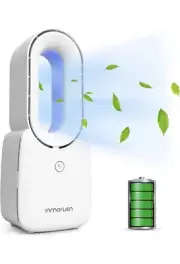 Fan,Portable Bladeless Fan with 5 Colors Touch Control LED
