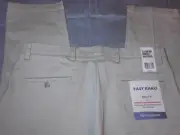 NEW DOCKERS 34 x 32 khaki pants stone SLIM FIT NO IRON FLAT FRONT STRETCH men's