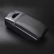 for MG, ZS Armrest Leather Arm Rest Rotatable Storage Box Car Accessories Center Centre Console Rise Decoration Auto 2019 Double-Layer Storage Box(Black Thread)