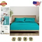 Organic Silky Soft 4-Piece Sheet Set for Full Bed - Extra Deep Fit, Light Teal