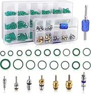 FANOVO Car A/C Repair Kit: 270pcs AC O Ring Kit & 40pcs AC Valve Core Kit for R12 R134a R22 Refrigeration System with Removal & Install Tool, Air Conditioning Seal Washer Valve Core Assortment Kit