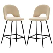 Evie Velvet Bar Stool (Set of 2) - Oatmeal Oatmeal