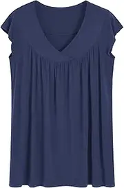 [Latuza] Women's Cap Sleeve Pajama Top Loose Viscose Pj Top