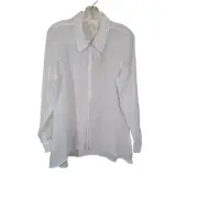 Red Camel Women's Button Up Blouse Top Collared Long Sleeves Ivory Large NEW