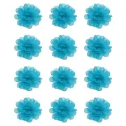 12Pcs 2" Chiffon Flowers Sewing Fabric Flower Appliques for Crafts Light Blue