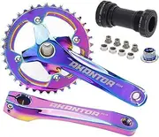 Bicycle Crankset, 104 BCD 32T 34T 36T 38T Mountain Bike 170mm Crankset Hollow Integrated MTB Crank Set Round Narrow Wide Chainring Cranksets Bottom Bracket Bolts